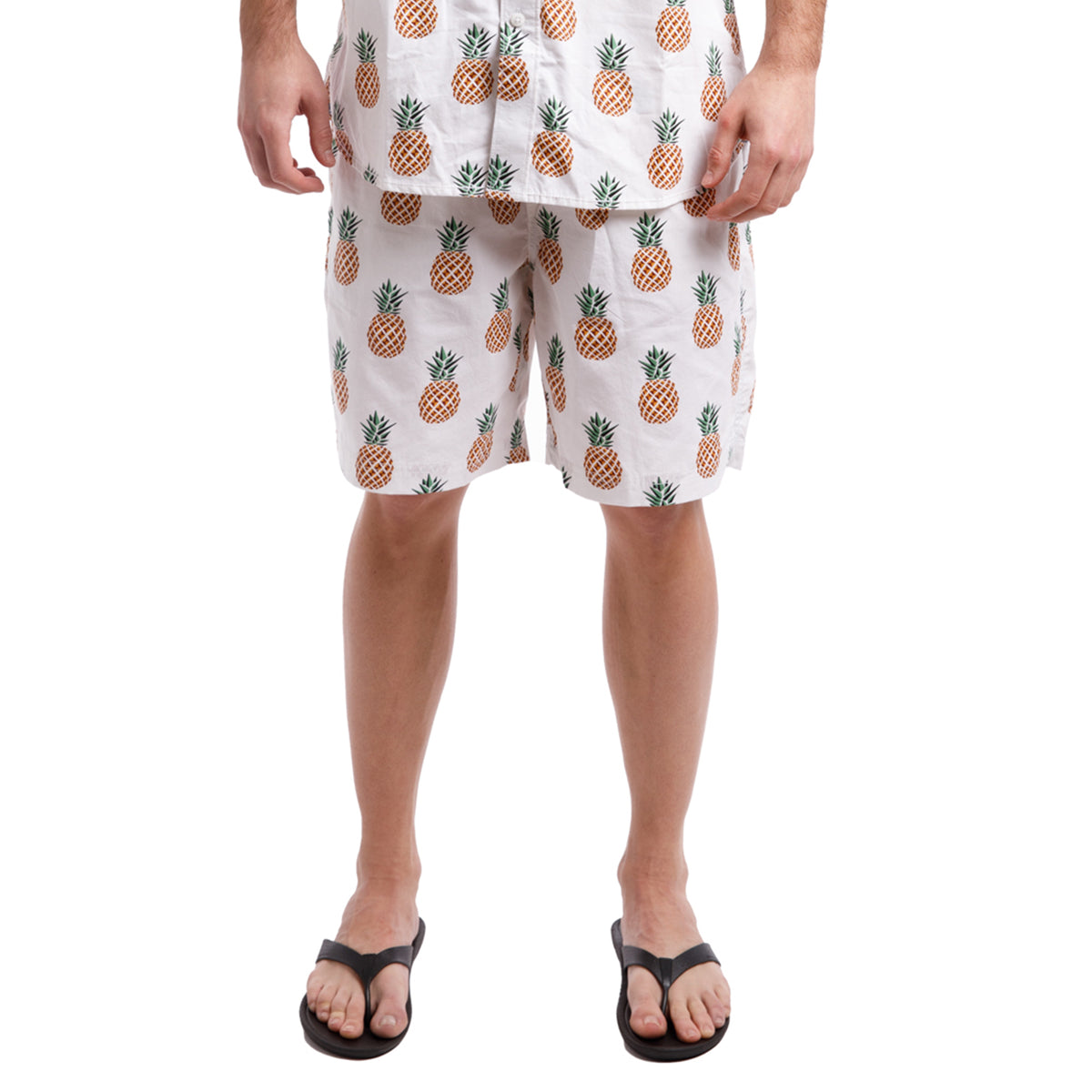 All Over Peached Poplin Print Drawstring Shorts | Pineapples