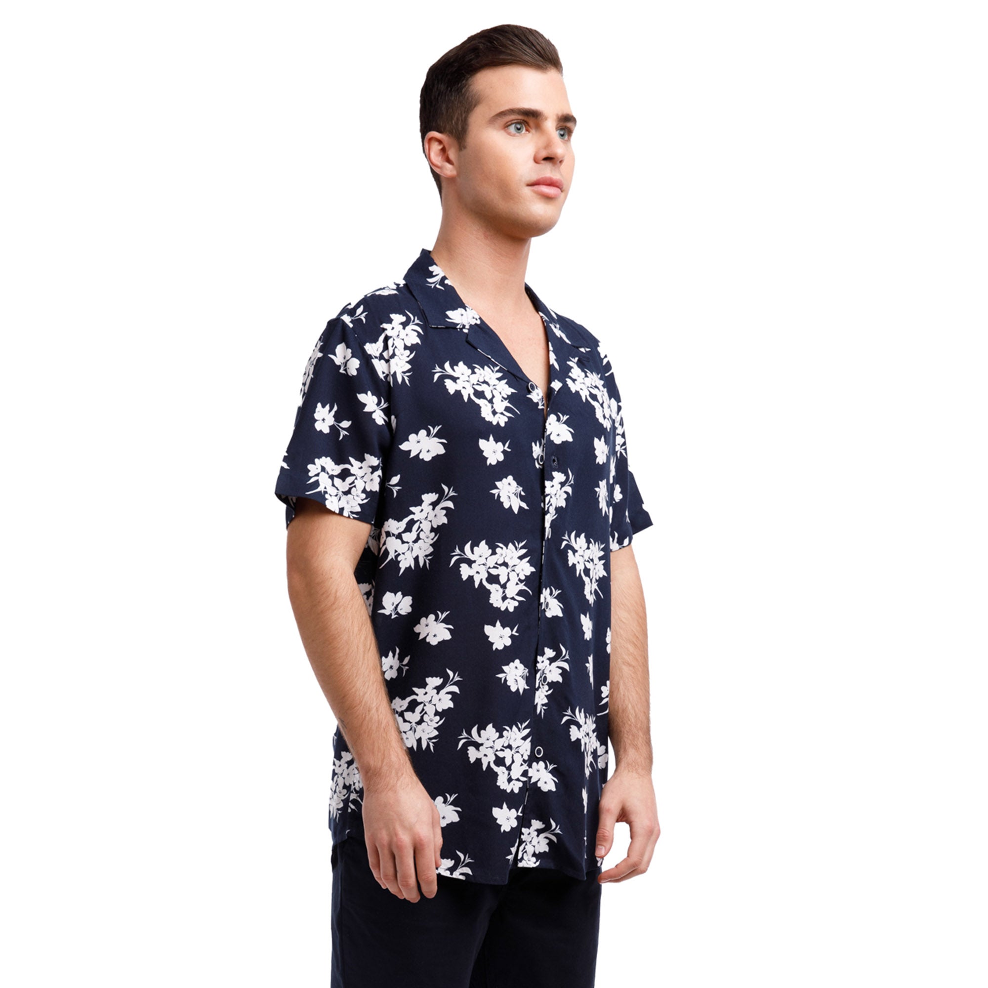 Super Soft Relaxed Printed Short Sleeve Button Up Shirt | Cherry Blossoms