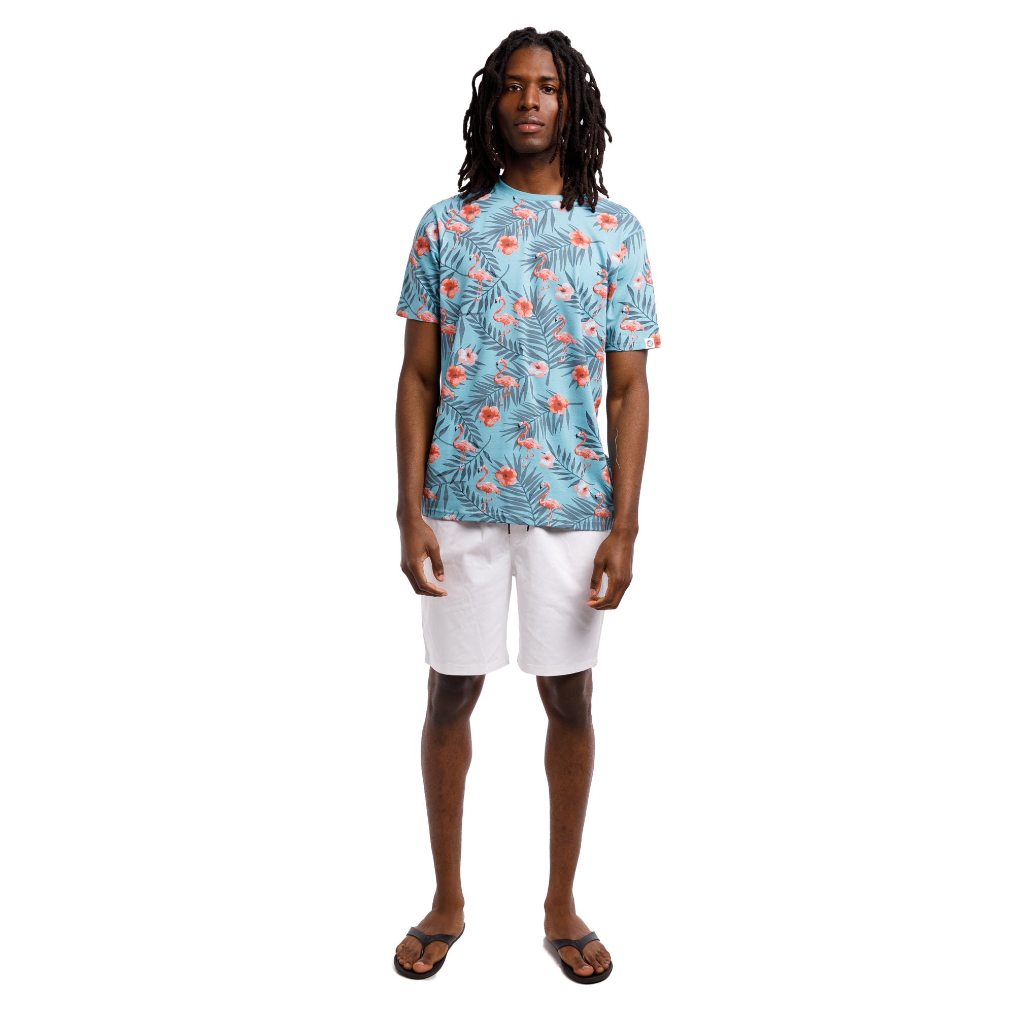 ★andar★ Full and Beach Graphic Slim Fit Short Sleeve AQUA/NAVY DIAMONDS PRINTED PERFORMANCE SHORT SLEEVES SHIRT