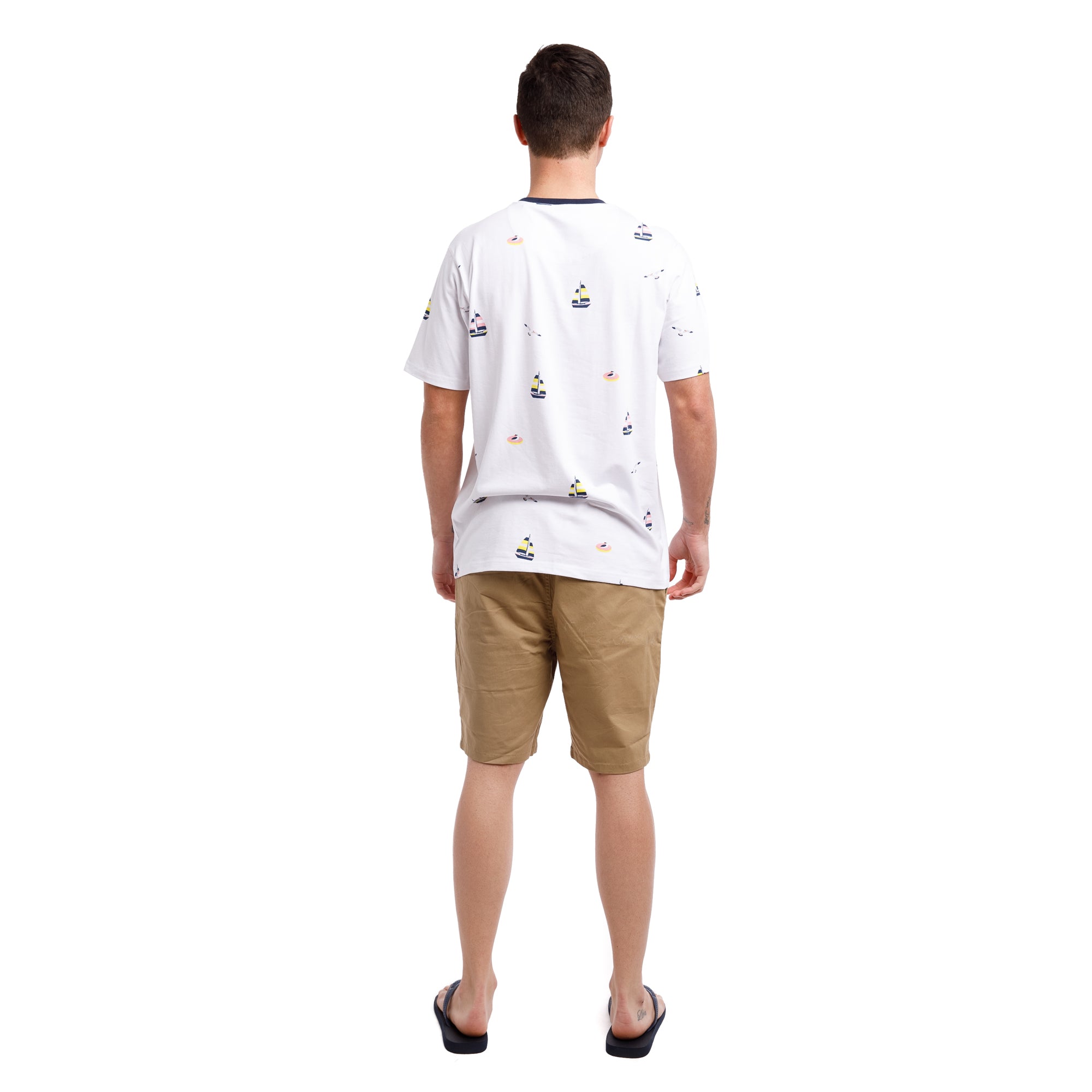 Printed Stretch Short Sleeve Crew Neck Tee | Raise The Sails