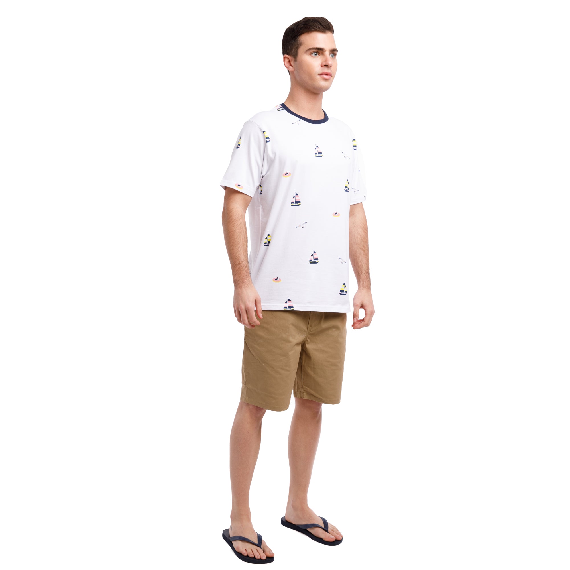 Printed Stretch Short Sleeve Crew Neck Tee | Raise The Sails