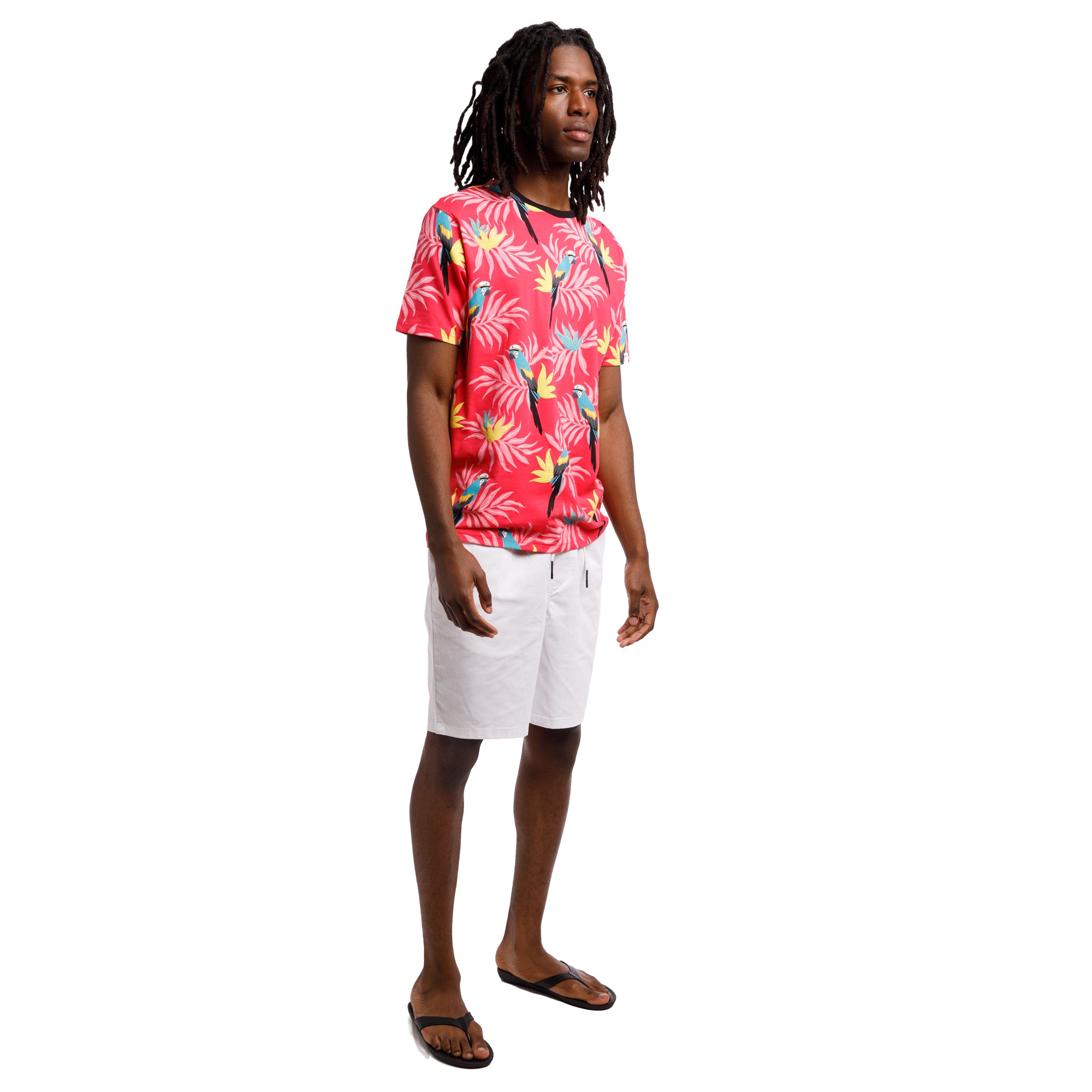 Printed Stretch Short Sleeve Crew Neck Tee | Parrot Captain