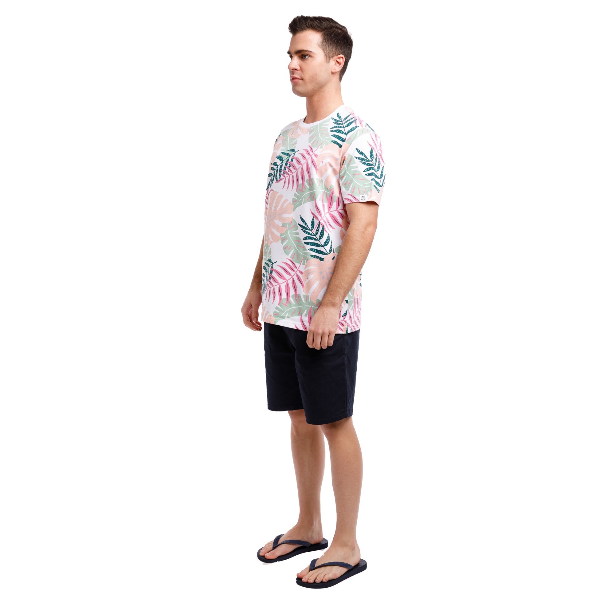Printed Stretch Short Sleeve Crew Neck Tee | Tropical Forest