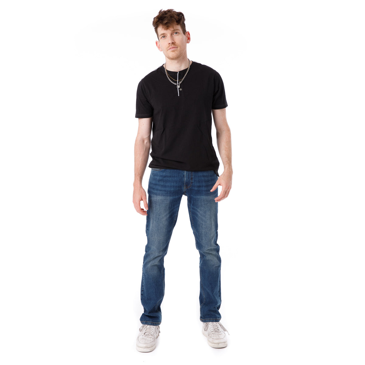 Organic Short Sleeve Henley T-Shirt / Black