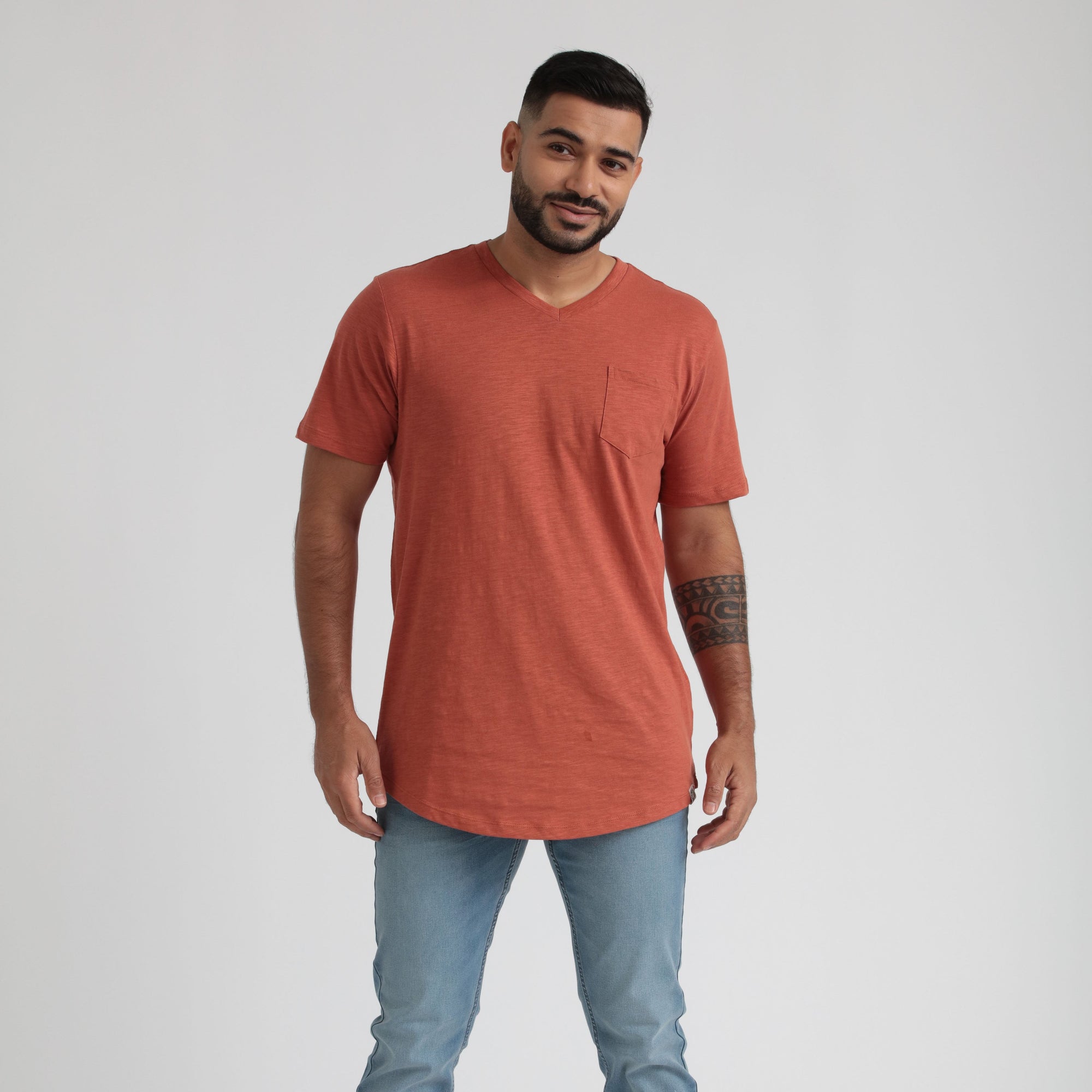 Organic Slub Pocket V-Neck Tee