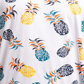 Printed Poplin Short Sleeve Button Up Shirt | Orange Tropical Leaves