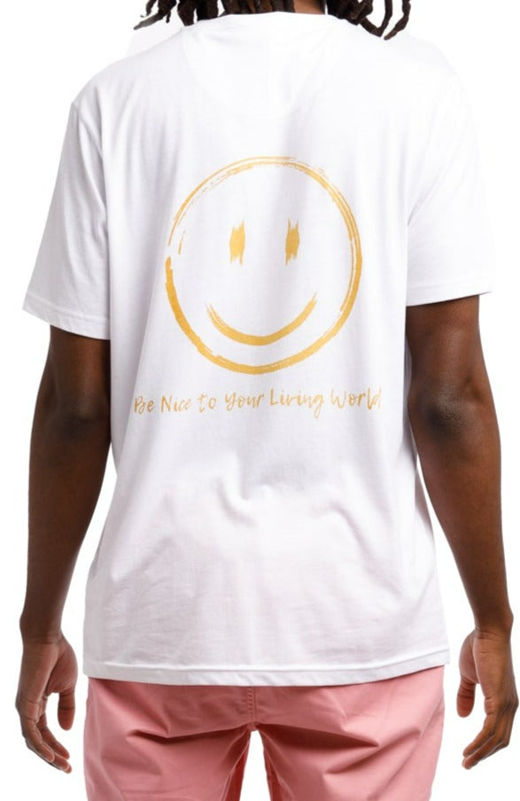 Organic Short Sleeve Crew Neck Tee | Be Happy